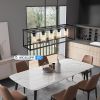Black Dining Room Light Fixture, 5-Lights Modern Rectangular Chandelier with Clear Glass Shades
