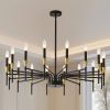 16-Light Black Gold Chandelier, 37.63" Modern Farmhouse Chandelier for Dining Room Over Table, Large Candle Chandelier for Living Room, Foyer