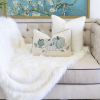 Embroidered Pumpkin Lumbar Throw Pillow – Misty Blue Fall Accent Cushion