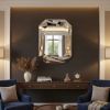 Diamond Shaped Large Wall Mirror for Decor Elegant Living Room, Modern Beveled Edge Frameless Accent Mirror for Entryway, Dining Room, Bathroom