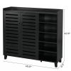 Black Shoe Cabinet with 2 Doors & Open Shelves
