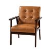Accent Chair, Mid Century Modern Armchair with Solid Wood Frame and Non-Slip Legs, Upholstered Leisure Chair with PU Leather and Soft Cushion