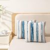 Boho Throw Pillow Covers 18x18 Set of 2 Farmhouse Decorative Cushion Case Striped Square Pillows Cover Chenille Pillow Cases Accent Neutral Pillowcase