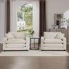 Luxurious and Sophisticated Deep Seated Sofa Set with Two Single Sofas in Light Beige Corduroy Fabric, Set of 2 Accent Chair for Living Room