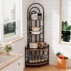 4-Tier Corner Bookshelf with Metal Frame