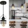 Industrial Black Metal Cage Pendant Light