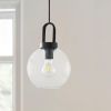 59" Black Pendant Ceiling Light, Metal Base Glass Shade, LED Bulb Included