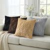 Throw Pillow Covers 18x18 Inch Set of 2, Soft Plush Faux Wool Black Solid Couch Pillow Covers