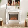 Baroque Fireplace Mantel, Freestanding Fireplace Surround with Leg for Electric Fireplaces, 43.3" W x 39.8" H, White