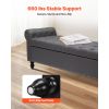 Button-Tufted Storage Ottoman Bench, Rolled Arm PU Leather Bench with Solid Wood Legs, Modern Shoe Benches Seat for Entryway