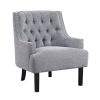 Gray Chenille Tufted Accent Chair with Solid Wood Frame