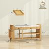 Shoe Bench with Cushioned Seat Shoe Storage Bench with Side Umbrella Holder for Entryway Natural and Cream