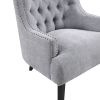 Gray Chenille Tufted Accent Chair with Solid Wood Frame