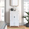 27'' Accent Tall Tower White Storage Cabinet - Rustic Wood Sideboard Pantry Cabinet - Versatile Buffet Cabinet with Storage for Home Decor and Organiz