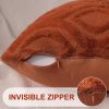 Throw Pillow Covers 18x18 Inch Set of 2, Soft Plush Faux Wool Rust Solid Couch Pillow Covers