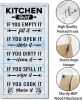 Hanging Kitchen Rules Wood Decor Sign, Rustic Kitchen Wooden Signs, Printed Wood Wall Art Sign, Kitchen Door Rules Rustic Sign