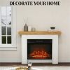 Modern fireplace mantel, freestanding fireplace, electric fireplace, natural wood