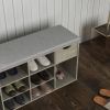 Storage Bench, Shoe Bench, Entryway Bench with Padded Cushion, Drawer and Open Compartments, Bench with Storage, 3 Tier Shoe Rack Bench