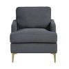 Modern Comfort Accent Chair 1pc Gray Chenille Upholstery Gold Finish Metal Legs Living Room Furniture Durable Plywood