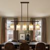 Farmhouse Chandelier 5-Light Dining Room Light Fixture Over Table Kitchen Island Lighting Rustic Chandeliers for Dining Light with Glass Pendant Light