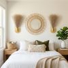2 Pcs Hanging Planters with Artificial Pampas Wall Plant Holder for Indoor Plants