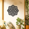 CIFbuy 3D Geometric Line Metal Wall Art Handcrafted Boho Chic Large Mandala Flower Hanging Sculpture for Living Room Bedroom Aesthetic Room Decor (Tik