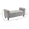 50 Inches Storage Ottoman Bench, End of Bed Storage Bench with Rolled Arms, Wood Legs, Button Tufted Storage Bench, Gray