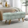 Ottoman Oval Storage Bench,Rubber Wood Legs, Gray (43.5"x16"x16") Cyan
