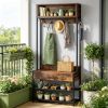 Industrial Style Hall Tree with Drawer And Hooks Entryway Shoe Bench Coat Rack for Living Room Bedroom Corridor Furniture
