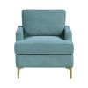 Modern Comfort Accent Chair 1pc Peacock Color Chenille Upholstery Gold Finish Metal Legs Living Room Furniture Durable Plywood