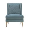 Modern Luxury Blue Chenille Upholstery Wingback Accent Chair 1pc Gold Finish Metal Legs Pocket Coils Diamond Stitched Furniture