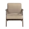 Mid-Century Modern Design 1pc Accent Chair Light Brown Velvet Upholstery Dark Walnut Finish Wood, High-Resiliency Foam Cushions