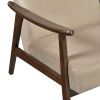 Mid-Century Modern Design 1pc Accent Chair Light Brown Velvet Upholstery Dark Walnut Finish Wood, High-Resiliency Foam Cushions