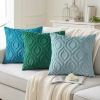 Throw Pillow Covers 18x18 Inch Set of 2, Soft Plush Faux Wool Green Solid Couch Pillow Covers