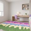 Colorful Abstract Plush Area Rug – Soft Velvet Texture