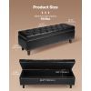 Button-Tufted Storage Ottoman Bench, PU Leather Bench with Storage and Solid Wood Legs, Modern Shoe Benches Seat for Entryway