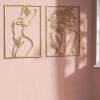 4 Pack Gold Wall Art Decor, Minimalist Single Line Real Metal Wall Art, Woman's Body Shape Abstract Wall Art (Gold Classic Style, 17 x 11.8'')