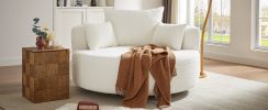 360Â° Swivel Chair Accent Barrel Chair Swivel Round Sofa Chair with 3 Removable Pillows for Living Room, Bedroom, Office and Hotel,Beige
