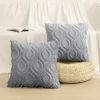 Throw Pillow Covers 18x18 Inch Set of 2, Soft Plush Faux Wool Grey Solid Couch Pillow Covers