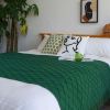 SOGA Green Diamond Pattern Knitted Throw Blanket with Tassels â€“ Soft and Cozy Decorative Blanket for Bed, Sofa, Living Room, or Couch