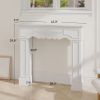 Baroque Fireplace Mantel, Freestanding Fireplace Surround with Leg for Electric Fireplaces, 43.3" W x 39.8" H, White