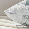 Teal White Decorative Throw Pillow Covers 18x18 Inch Set of 2,Soft Faux Cashmere Jacquard Weave Vintage Cushion Case