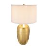 Gold Aluminum Table Lamp with White Fabric Shade