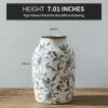Ceramic Vintage Vase, 7 Inch Retro Ice Cracked Chinoiserie Floral Vase, Rustic Farmhouse Vases for Home Decor, Bookshelf, Office, Garden