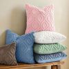 Throw Pillow Covers 18x18 Inch Set of 2, Soft Plush Faux Wool Pink Solid Couch Pillow Covers