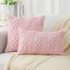 Summer Throw Pillow Covers 18x18 Inch Set of 2, Soft Plush Faux Wool Light Pink Solid Couch Pillow Covers