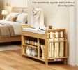 Natural And Cream Shoe Bench with Cushioned Seat And Side Umbrella Holder Entryway Storage Bench