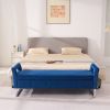 67.91"Wide Velvet Storage Soft Bench with Armrests for Living Room, Entryway and Bedroom. Navy