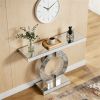 Modern Mirrored Console Table with Storage Shelf