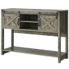 Farmhouse Entryway Table with Drawers, 46" Console Table with Sliding Barn Door, Wood Rustic Sofa Table with Adjustable Shelf for Living Room, Foyer,